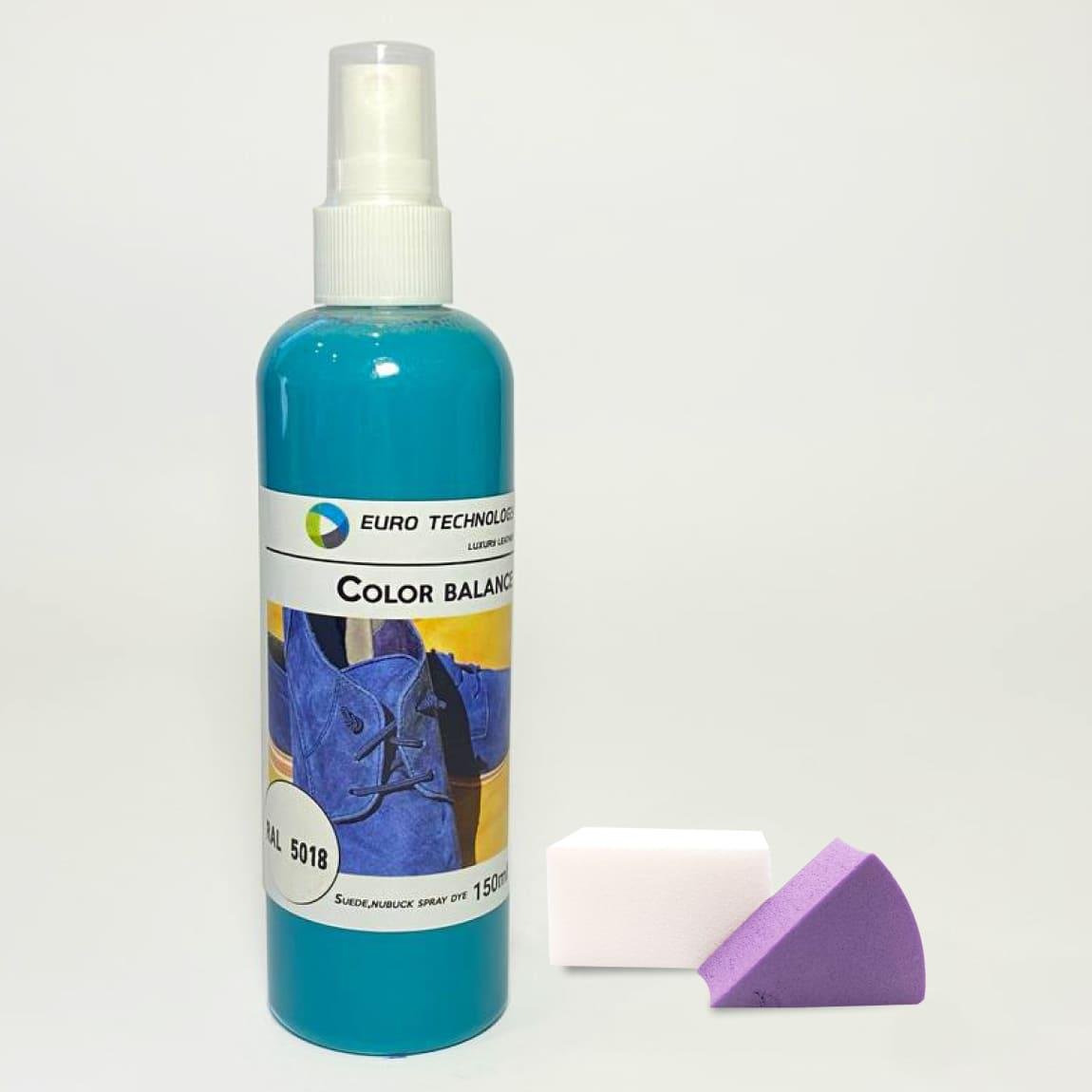 Спрей-краска Euro Technology для замши/велюра/нубука 150 мл Бирюзово-синий RAL 5018 - фото 1 Спрей-краска Euro Technology для замши/велюра/нубука 150 мл Бирюзово-синий RAL 5018 - фото 1