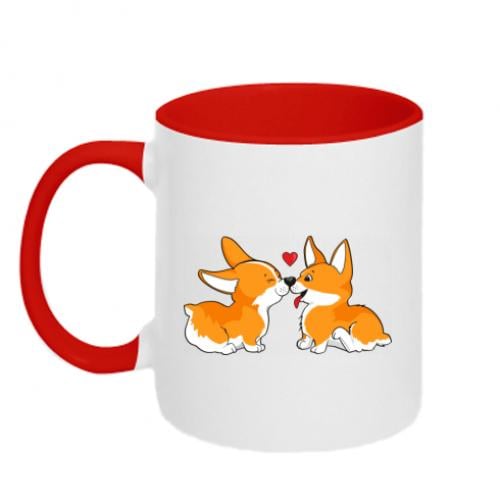 Чашка двухцветная Loving Corgi Couple 320 мл Красно-белый (4238350-18-106906)