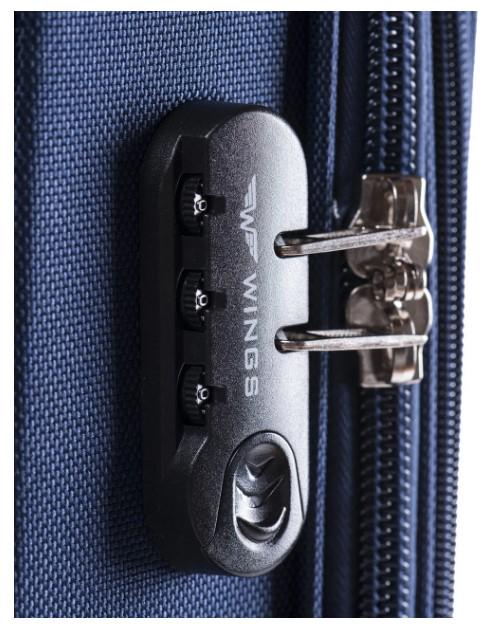 Чемодан тканевый Wings 1708 M средний на 4 колесах Синий (CETKNW1708MS4SIN) - фото 5