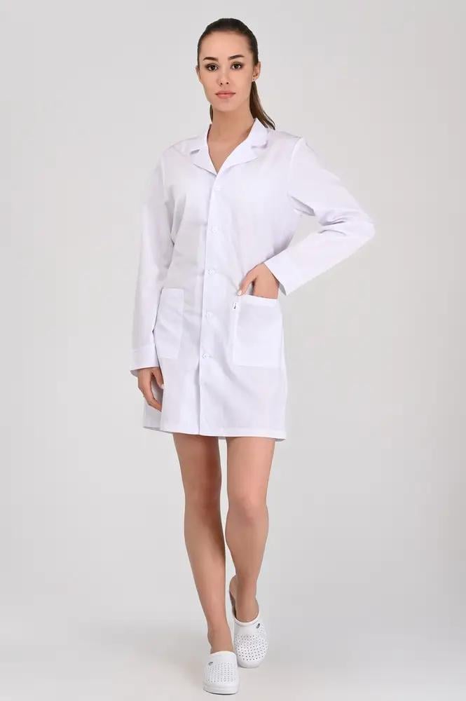 Халат тонкий TopLine Школьный на пуговицах длинный рукав р. 52 Белый (12934-(52)бел.)