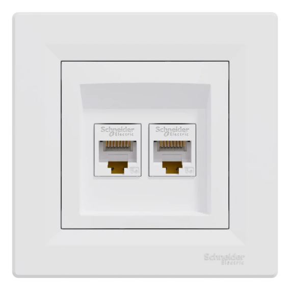Розетка двойная компьютерная Schneider Asfora RJ-45 Белый (27615817)