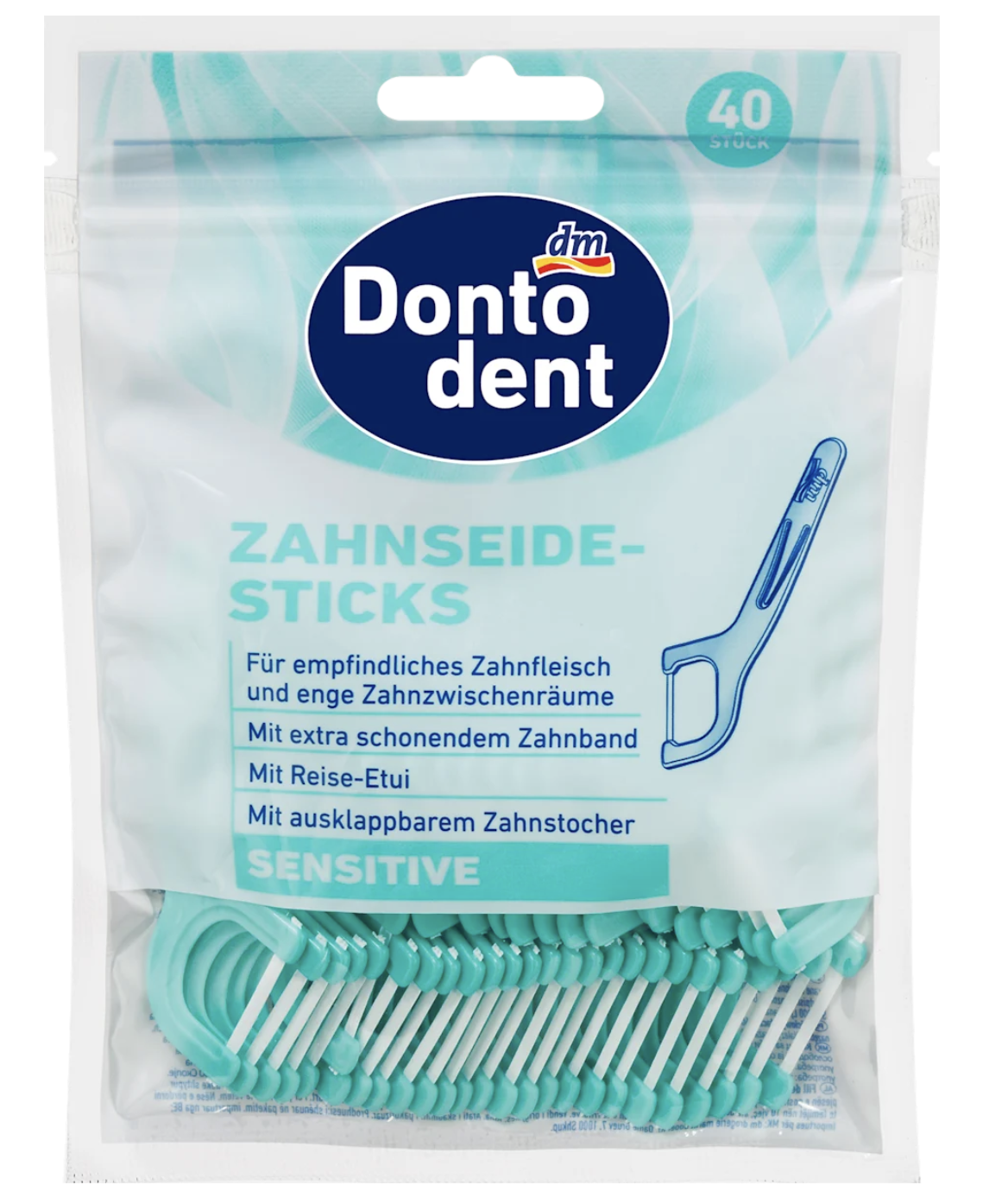 Флос-зубочистки Dontodent Sensitive для чутливих зубів 40 шт. (4066447703627)