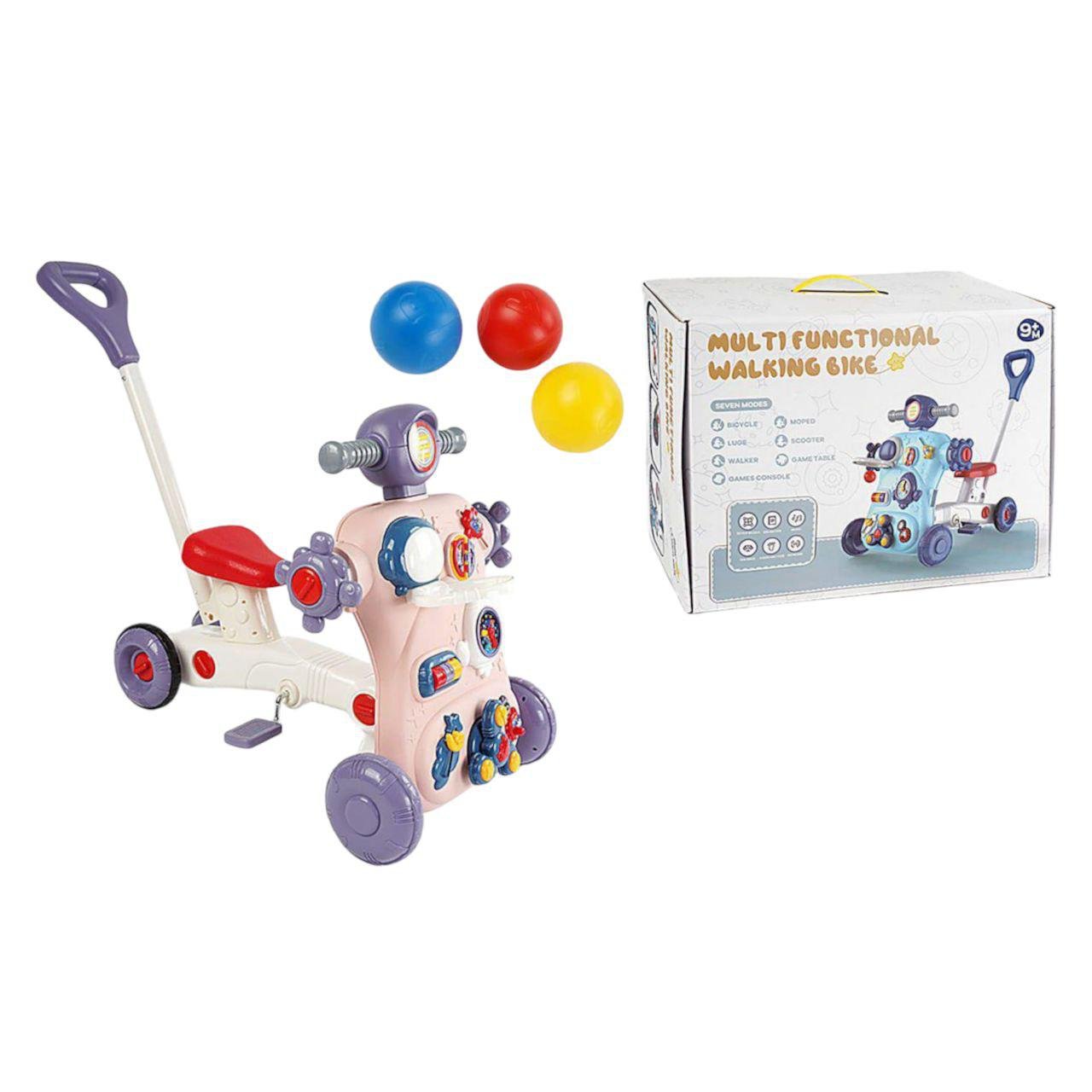 Ходунки 7в1 с музыкой/игрушками и подсветкой Розовый (158041)