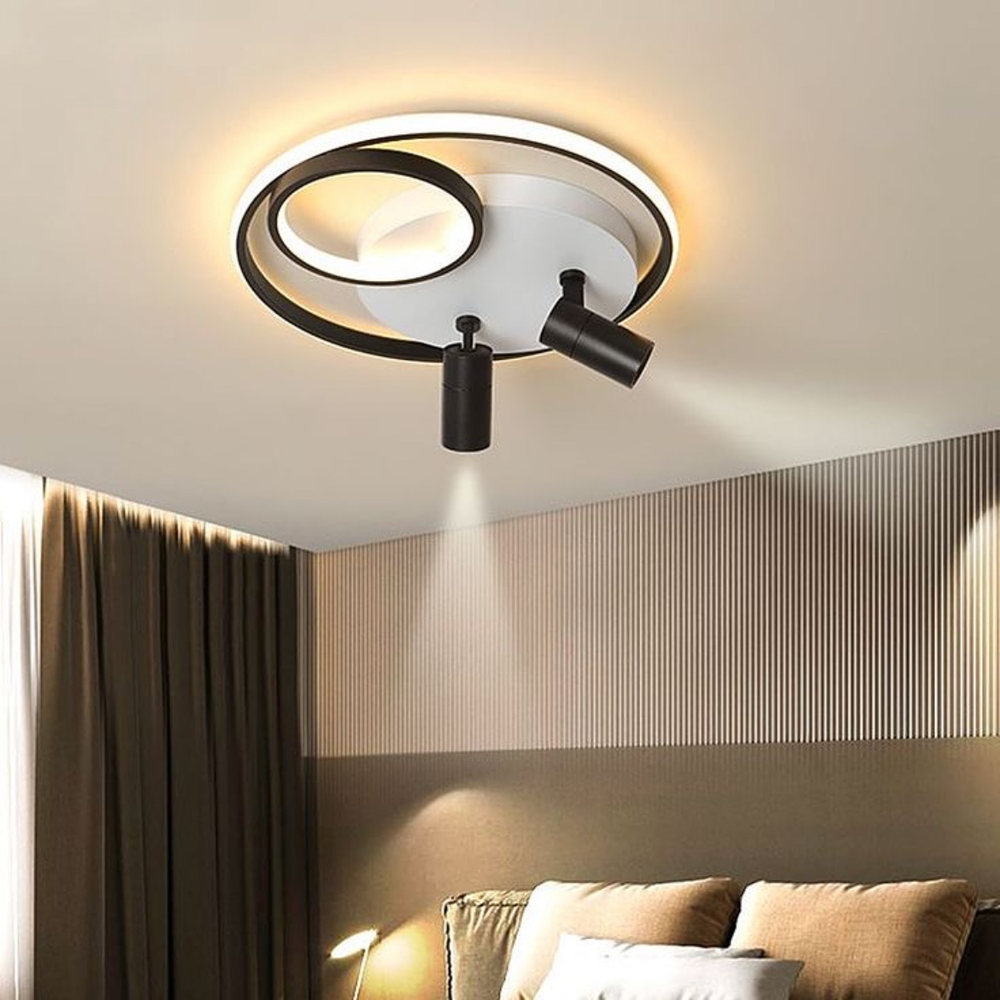Люстра потолочная LED Light House LNF-17453 53W BK/WT с 2 спотами цоколь GU10 Бело-черный Люстра потолочная LED Light House LNF-17453 53W BK/WT с 2 спотами цоколь GU10 Бело-черный