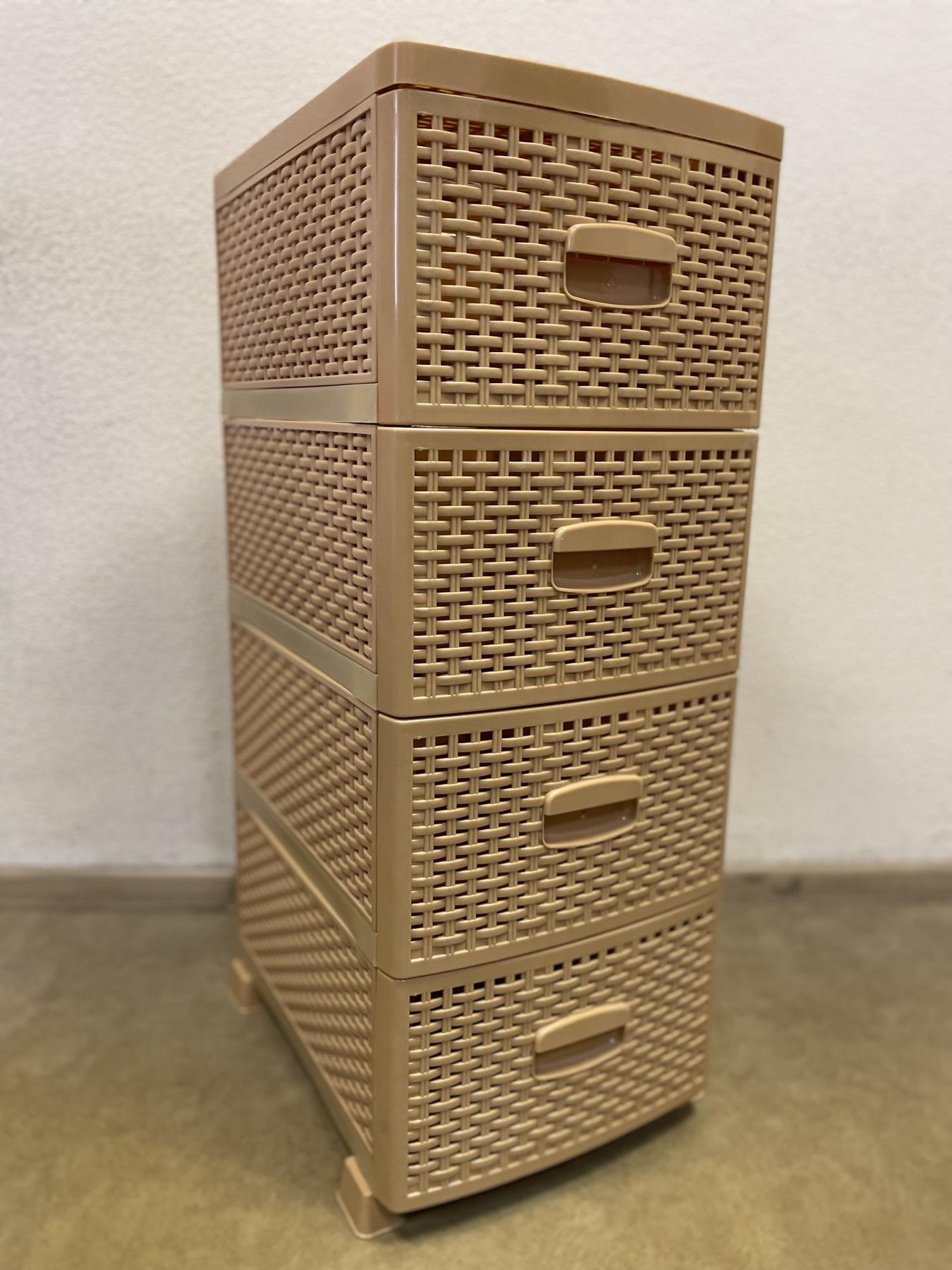 Комод пластиковый Rotange 4 ящика 91х37,5х46 см Бежевый (29439256)