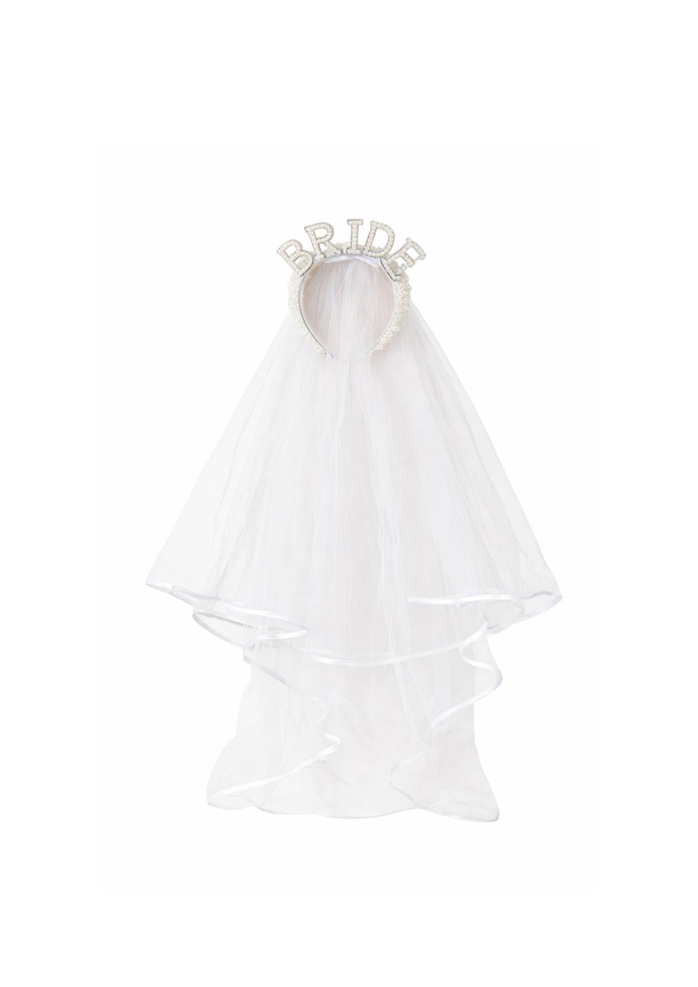 Обруч для нареченої для дівич-вечора ''BRIDE'' з фатою/перлинами та стразами (94) Обруч для нареченої для дівич-вечора ''BRIDE'' з фатою/перлинами та стразами (94)