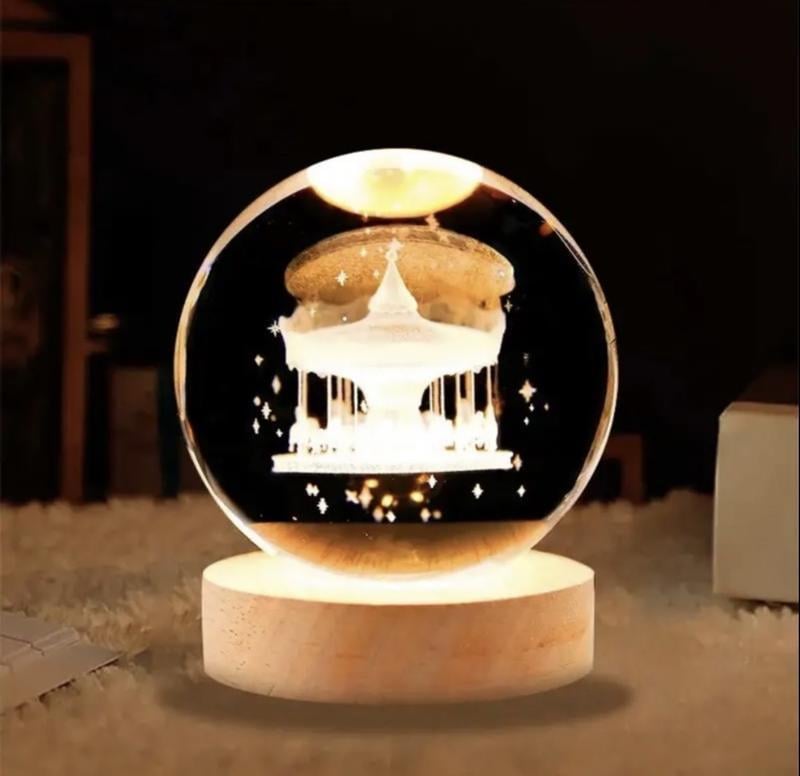 Нічник декоративний 3D куля Карусель LED 6 см (8182)
