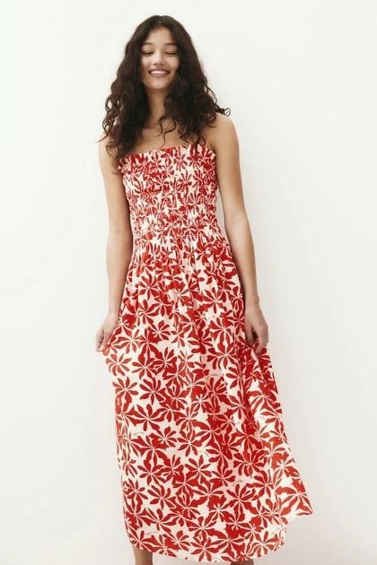 Сукня H&M 1275861 Квіти XXL Білий/Червоний