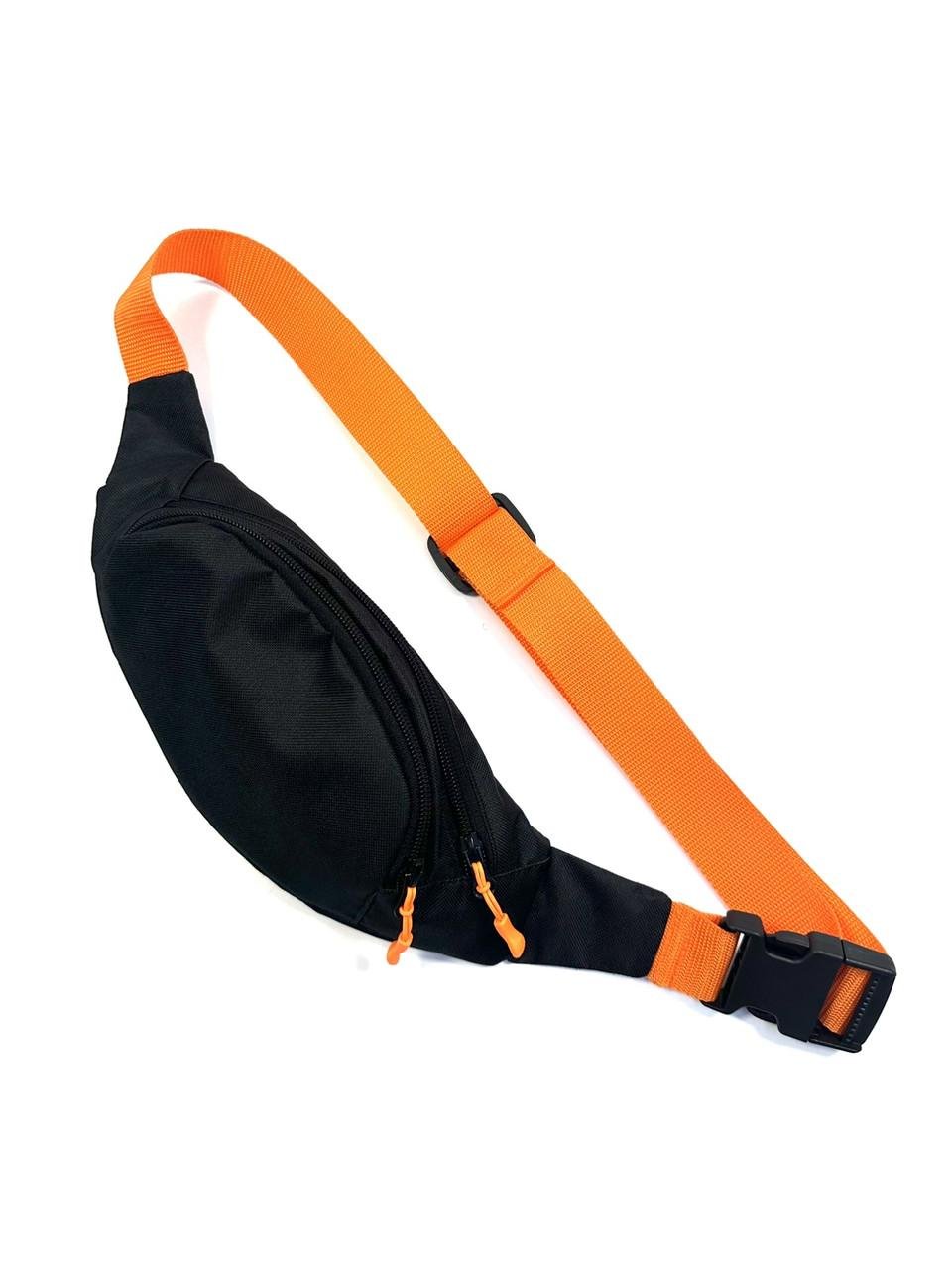 Сумка-бананка с цветным ремешком Черный