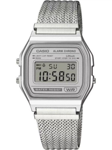 Часы мужские Casio A158WEM-7E секундомер серый циферблат Часы мужские Casio A158WEM-7E секундомер серый циферблат