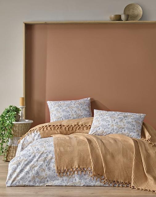 Комплект постільної білизни Saheser Marita Patrol Pike з вафельним покривалом євро сатин 622 Бежевий (DR012691)