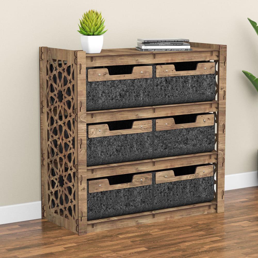 Комод для хранения из дерева Hexagonica Arabic на 6 ящиков черные корзины 750х750х345 мм (111361) - фото 3 Комод для хранения из дерева Hexagonica Arabic на 6 ящиков черные корзины 750х750х345 мм (111361) - фото 3