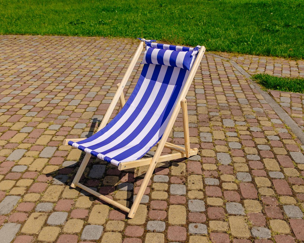 Шезлонг для дачи тканевый XRmaster с подушкой Голубой (КШ-003/1)