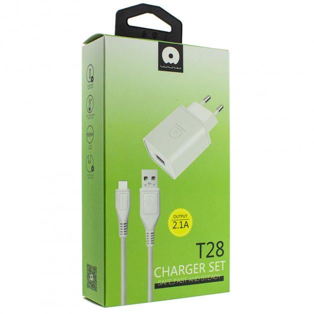 Мережевий зарядний пристрій WUW T28 2,4A USB with Lightning cable White - фото 2