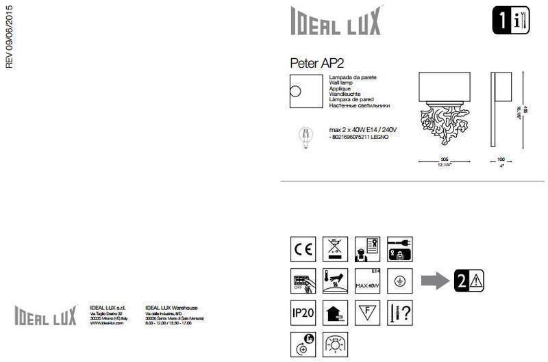 Бра Ideal Lux PETER AP2 (075211) - фото 3