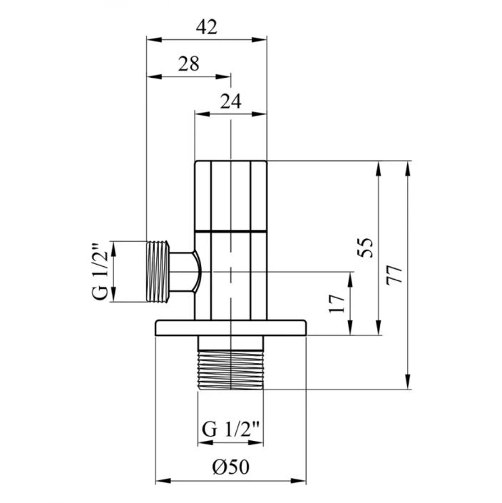 Кран приладовий кутовий Karro KR-3123-1B 1/2"х1/2" Чорний - фото 2