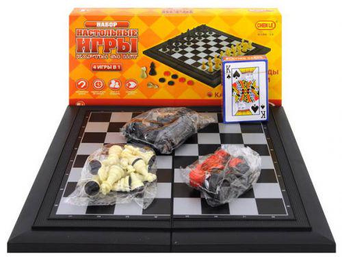 Магнитная игра шахматы/шашки/нарды/карты 4в1 (105876)