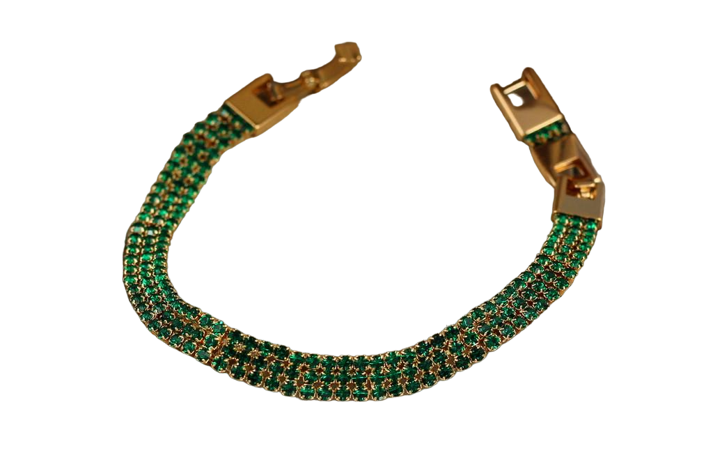 Браслет Xuping Jewelry Дорожки из зеленых камней 18,5 см 8 мм Золотистый (1810278928)