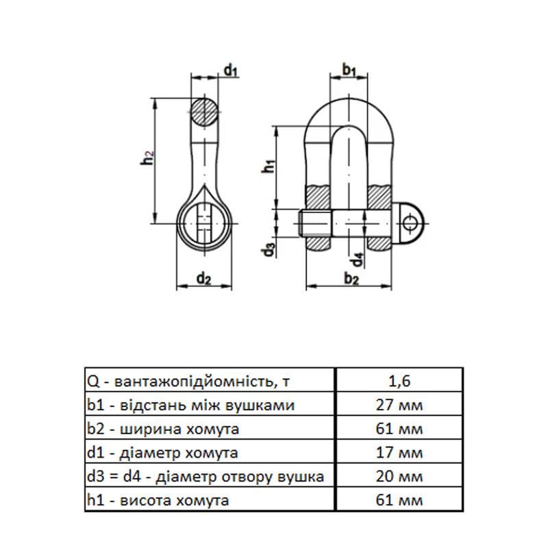 Карабин Metalvis DIN 82101 М20 U-образный цинк 2 шт. Белый (3KR20U000003KR0200) - фото 2 Карабин Metalvis DIN 82101 М20 U-образный цинк 2 шт. Белый (3KR20U000003KR0200) - фото 2