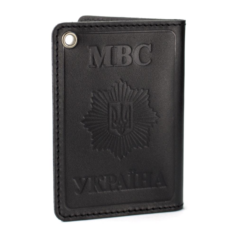 Обложка на удостоверение HandyCover МВС Украины кожаная Черный