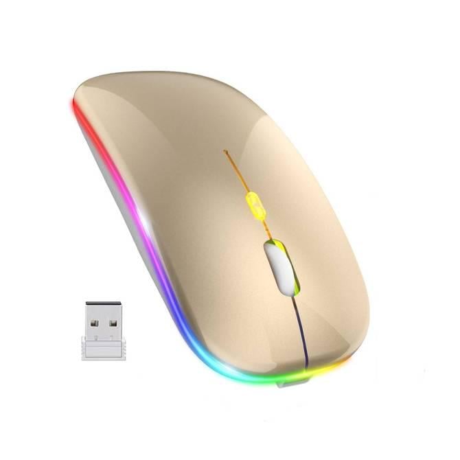 Мишка бездротова комп’ютерна Lem Berger Bluetooth 2,4GHz 1600 DPI з підсвіткою Золотистий (G8159-3)