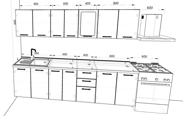 Комплект мебели на кухню Comfort 2,6 м Серый (9900353) - фото 10