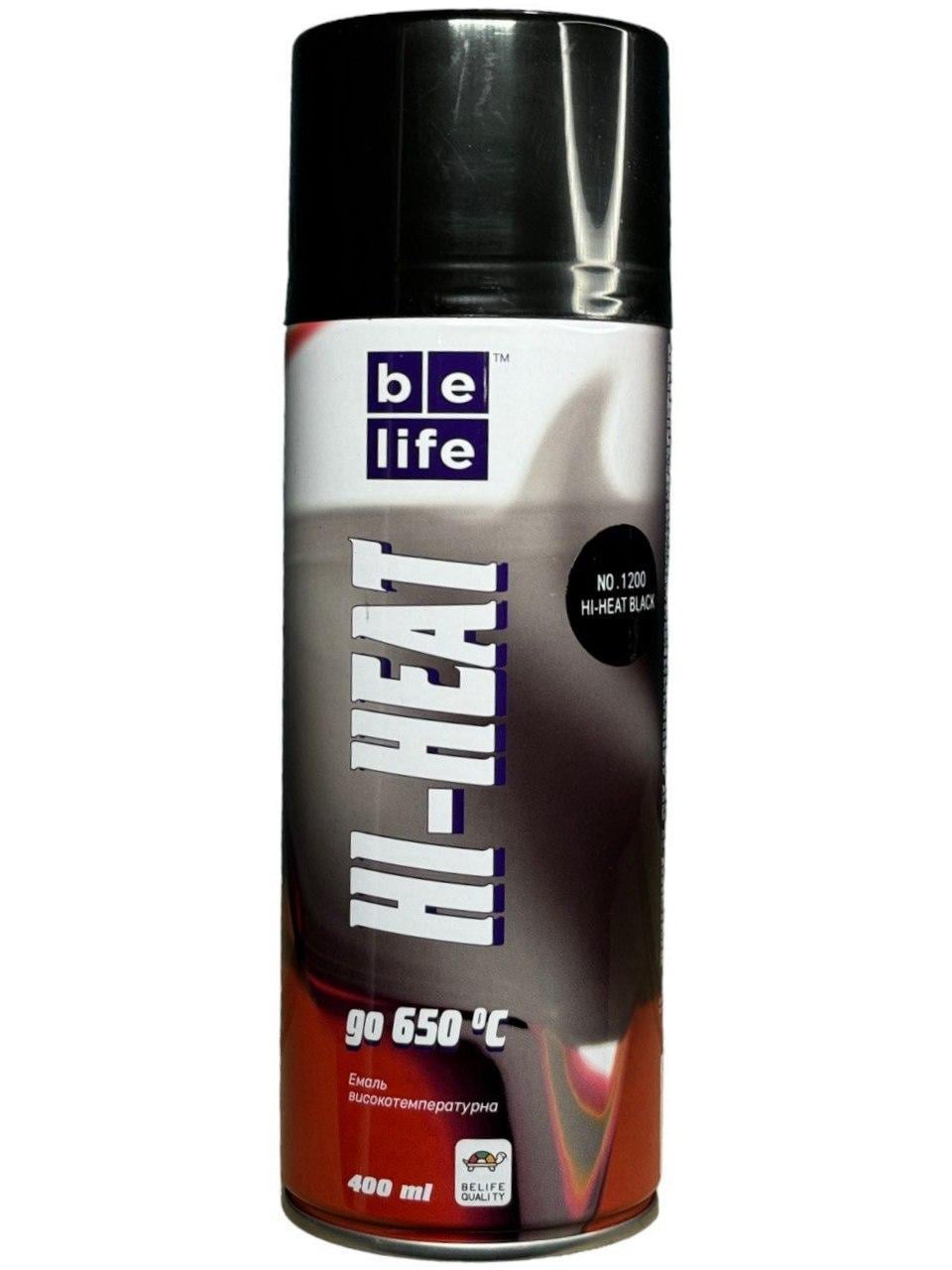 Краска аэрозольная жаропрочная Belife Hi-Heart Paint 400 мл 1200 Черный (23812156)