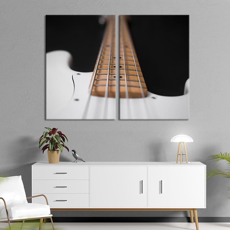 Настінний декор диптих картина на холсті для інтер’єру Біла бас-гітара 111x81 см (527-2)