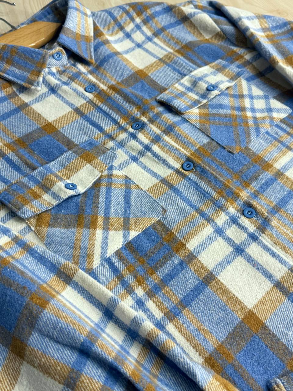 Сорочка жіноча YZY 223 картата оверсайз тепла байка OS Блакитний (5400) - фото 7 Сорочка жіноча YZY 223 картата оверсайз тепла байка OS Блакитний (5400) - фото 7