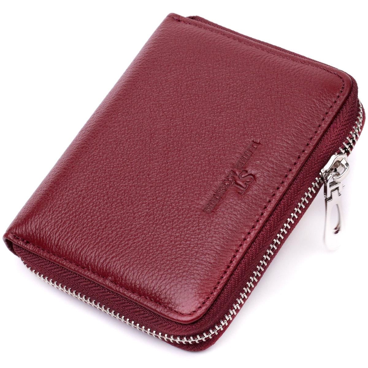 Кошелек женский ST Leather 22450 из натуральной кожи на молнии Бордовый (168-136-22450)