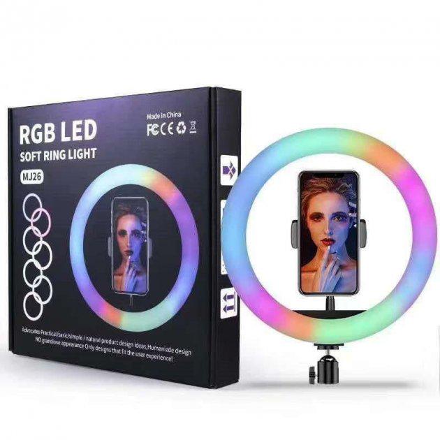 Кольцевая LED лампа RGB MJ26 26 см управление на проводе - фото 4