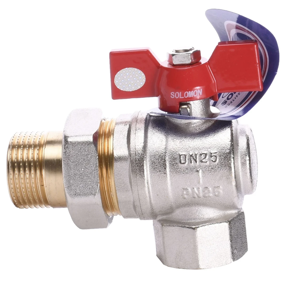 Кран кульовий кутовий з американкою Solomon 1" посилений B1043 (1200000243) - фото 2 Кран кульовий кутовий з американкою Solomon 1" посилений B1043 (1200000243) - фото 2