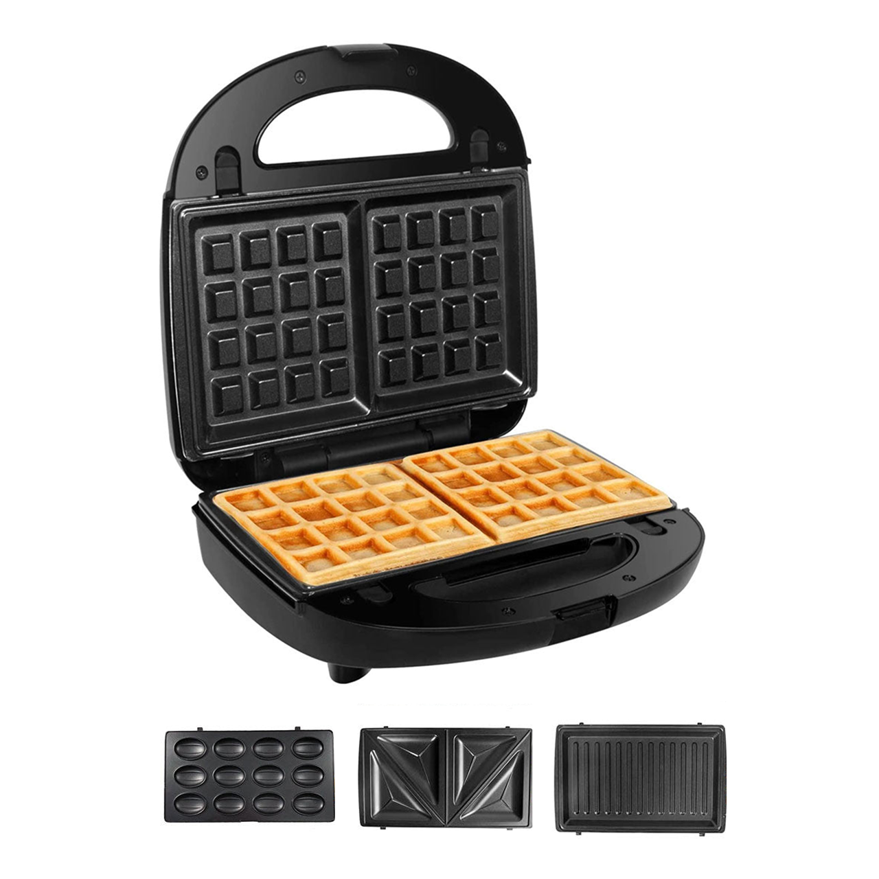 Сэндвичница электрическая 4в1 со сменными панелями Черный (1769698135671)