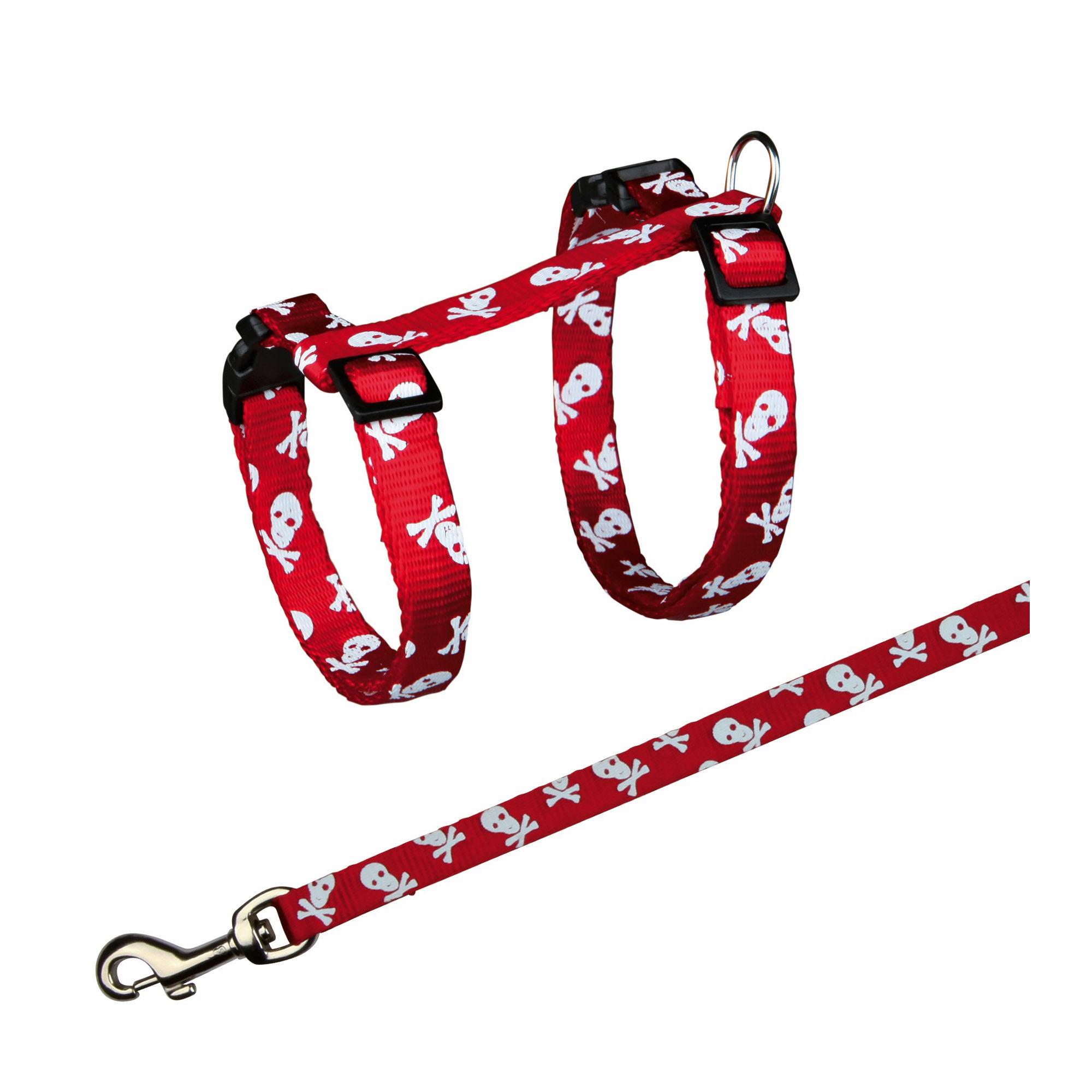 Поводок и шлея для кошек Trixie Skull 27-46 cм 10 мм Красный (4011905418940)