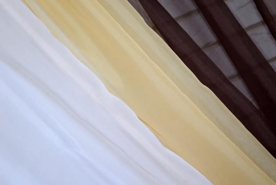 Комплект штор на кухню/балкон з підв'язками 300х170 см Венге/Янтарний/Білий (054к) - фото 5 Комплект штор на кухню/балкон з підв'язками 300х170 см Венге/Янтарний/Білий (054к) - фото 5