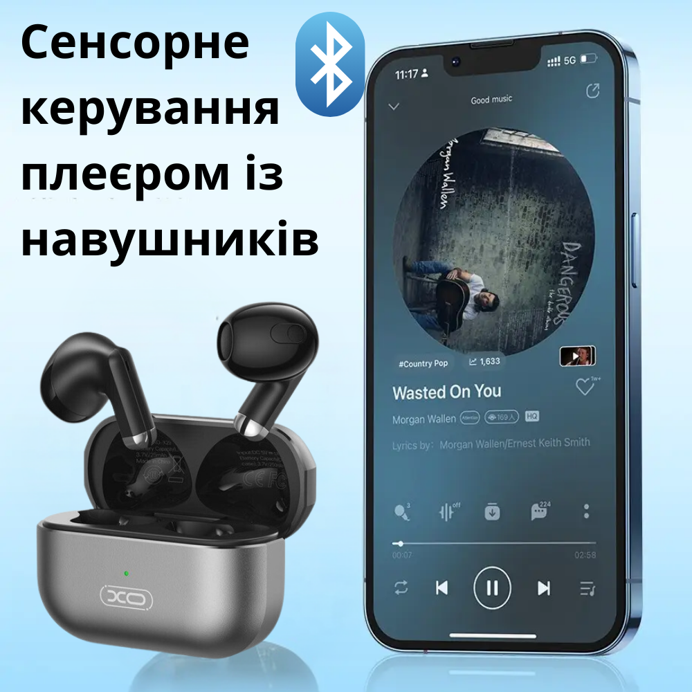 Навушники міні бездротові XO X29 Bluetooth 5.3 TWS з мікрофоном для телефону з зарядним кейсом (23599184) - фото 6 Навушники міні бездротові XO X29 Bluetooth 5.3 TWS з мікрофоном для телефону з зарядним кейсом (23599184) - фото 6