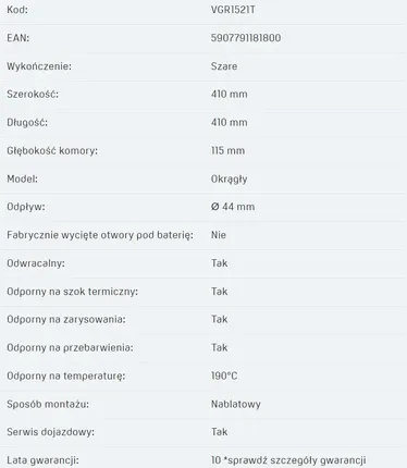 Умивальник Laveo Amber 41 см Granitowa Black (VGR1721T) - фото 2 Умивальник Laveo Amber 41 см Granitowa Black (VGR1721T) - фото 2