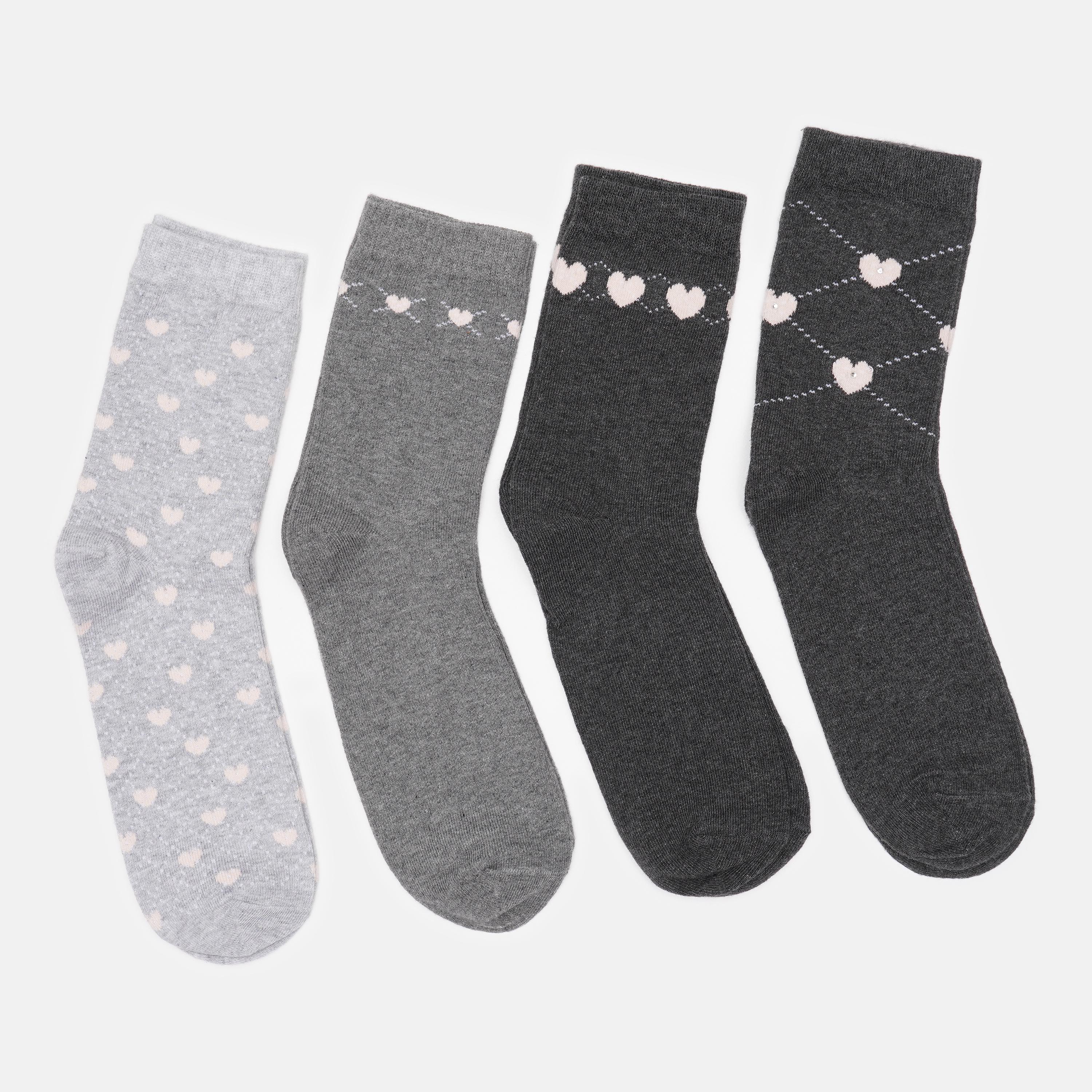 Носки C&A сердца 4 пары р. 39-42 Серый (29095654765)