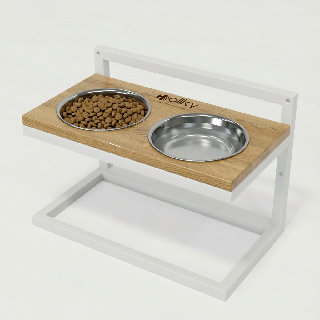 Миски на регульованій підставці для середніх собак Hollky Flex M 2х0,85 л (FM-422530-WHNT) - фото 2 Миски на регульованій підставці для середніх собак Hollky Flex M 2х0,85 л (FM-422530-WHNT) - фото 2
