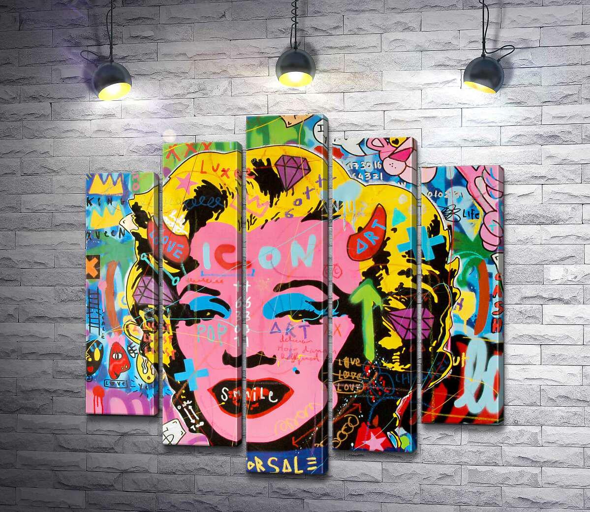 Модульная картина ArtPoster Мерелин не на продажу (Marilyn not for sale) - Джисбар (Jisbar) 100x100 см Модуль №26 (000309)