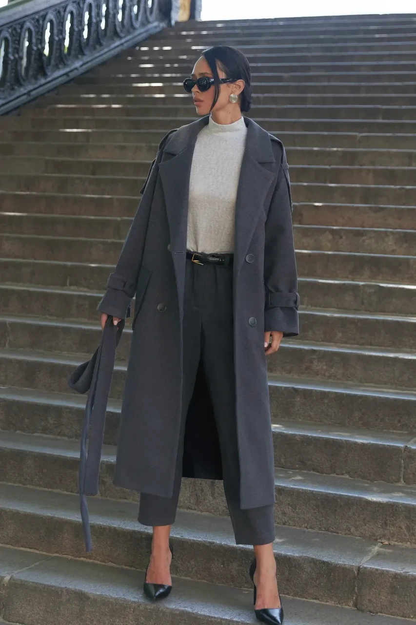 Тренч Seventeen из итальянской шерсти S-M Графитовый - фото 3 Тренч Seventeen из итальянской шерсти S-M Графитовый - фото 3