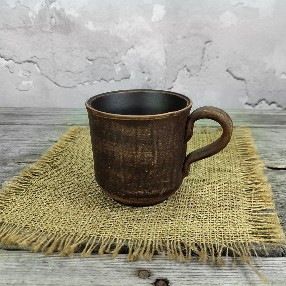 Чашка гладкая №2 из красной глины ручная работа 300 мл (1374)