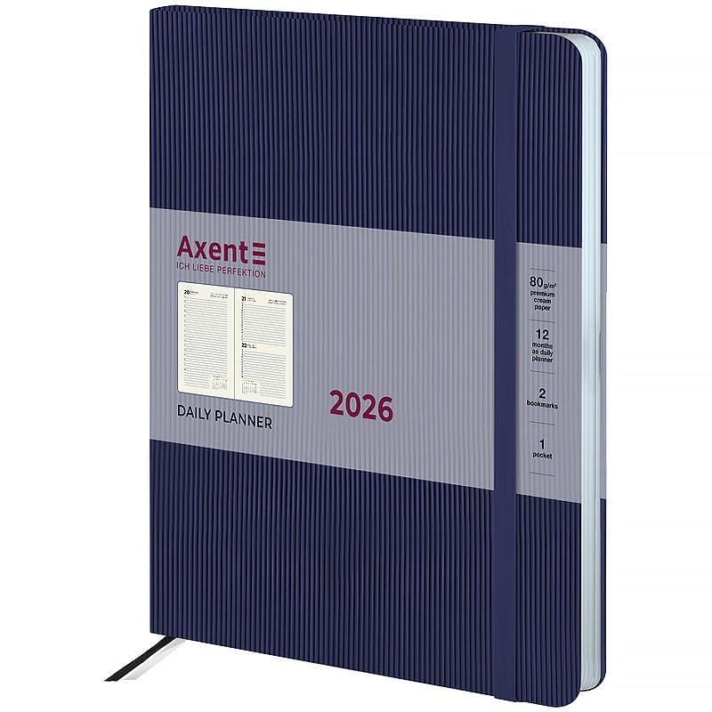 Дневник датированный 2026 Axent Grand Lines 195х255 мм 336 стр. Синий (8831-26-02-A)