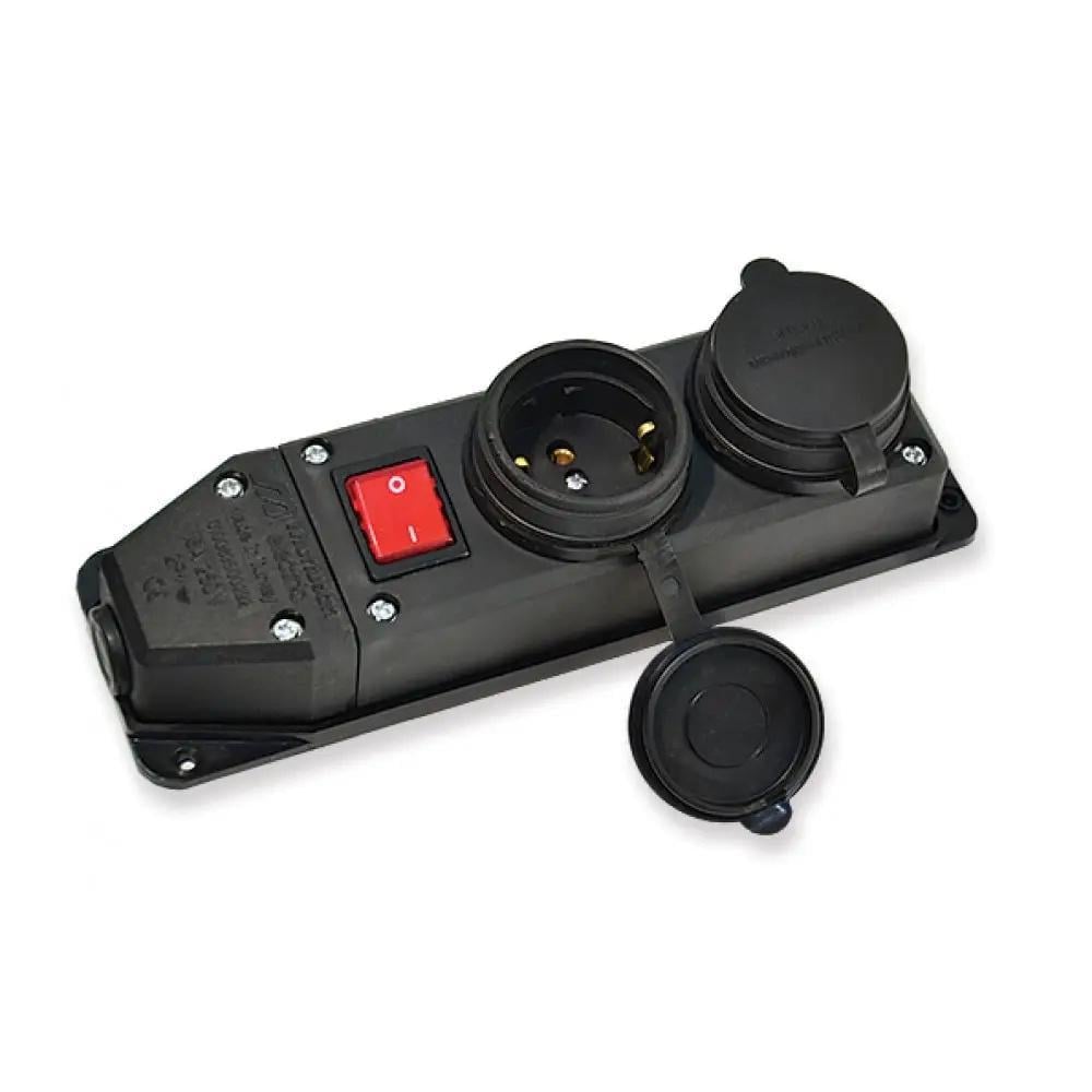 Колодка Mutlusan 2 гнезда с заземлением с выключателем каучук IP44 16А (28688813)