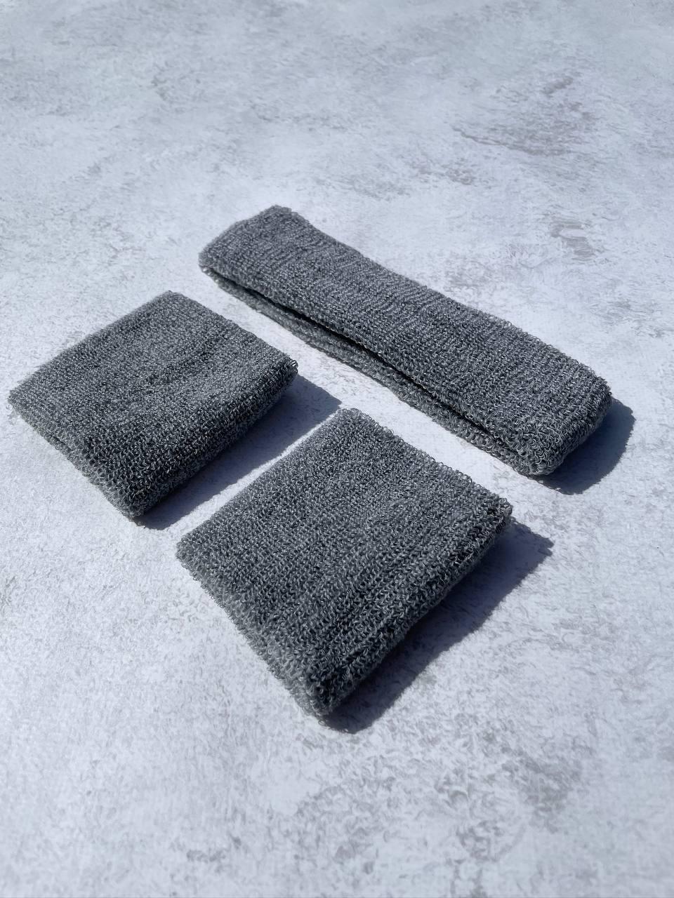 Комплект спортивные напульсники и повязка на голову махровые Серый (2605911783) - фото 2 Комплект спортивные напульсники и повязка на голову махровые Серый (2605911783) - фото 2