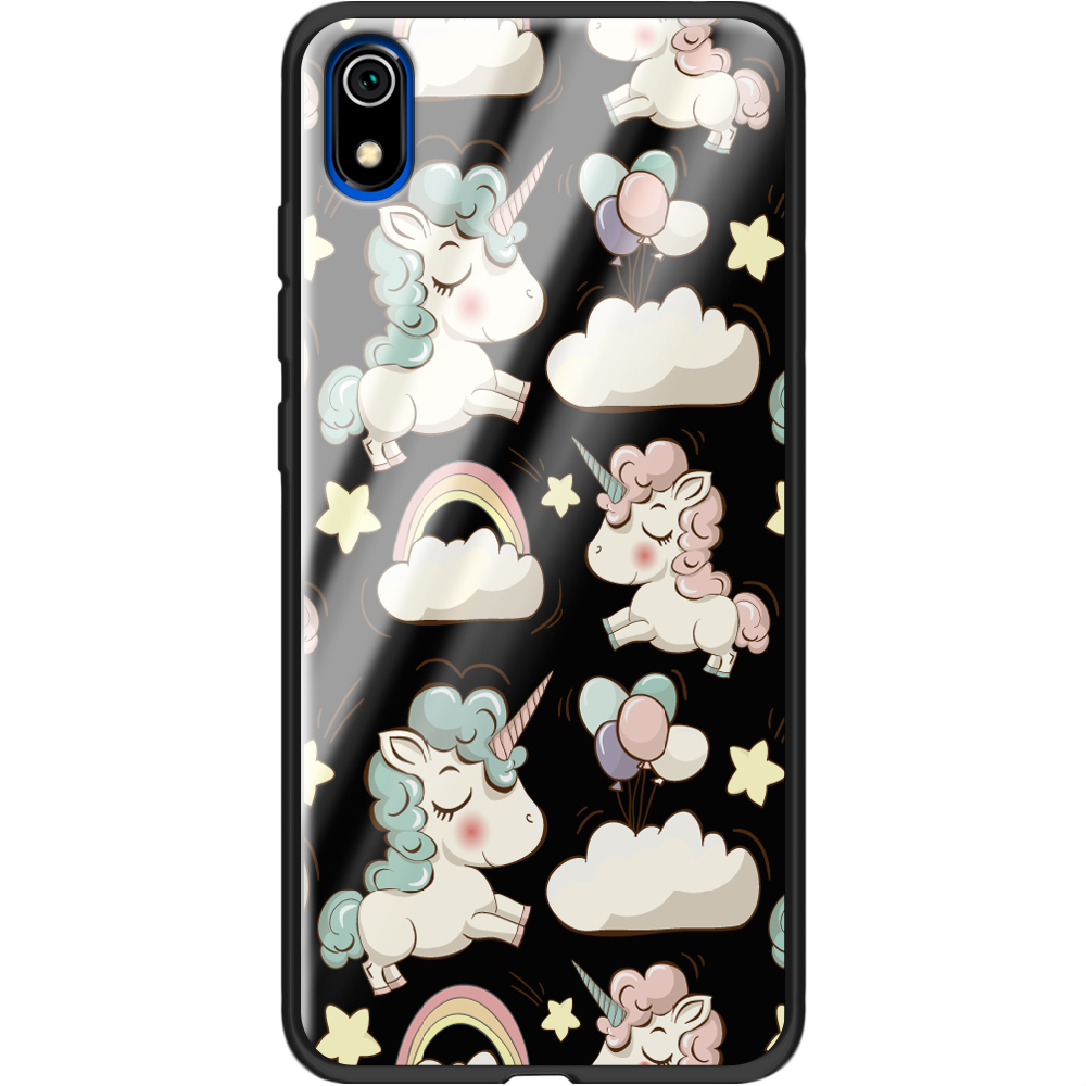 Чехол Boxface Xiaomi Redmi 7A Unicorns Черный силикон со стеклом (37400-cc2-37746)