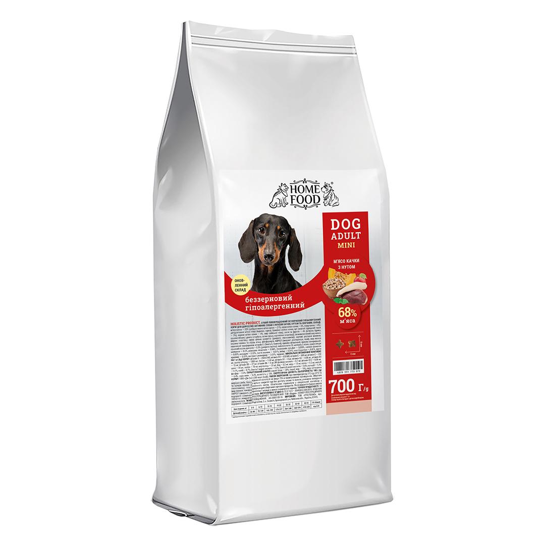 Корм HOME FOOD для взрослых собак мелких пород беззерновой гипоаллергенный Мясо утки с нутом 700 г - фото 1 Корм HOME FOOD для взрослых собак мелких пород беззерновой гипоаллергенный Мясо утки с нутом 700 г - фото 1