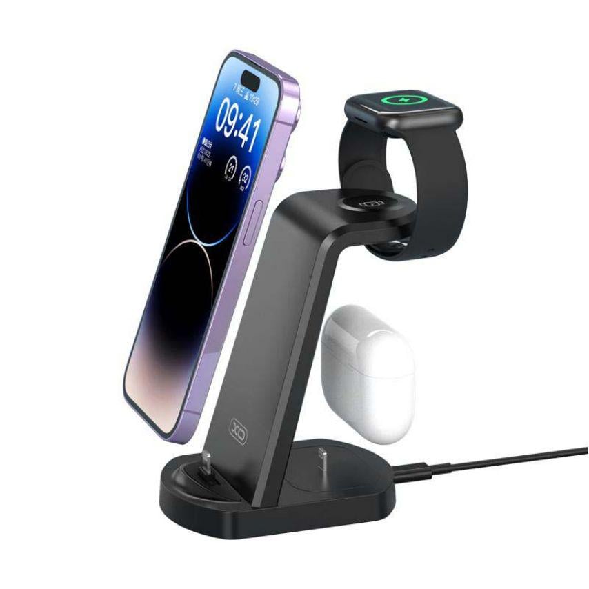 Зарядное устройство беспроводное Xo 3в1 15 W Black (WX035)