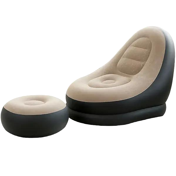 Крісло з пуфиком надувне садове Good Idea Air Sofa велюр 76х130 см Коричневий (zd-33223)