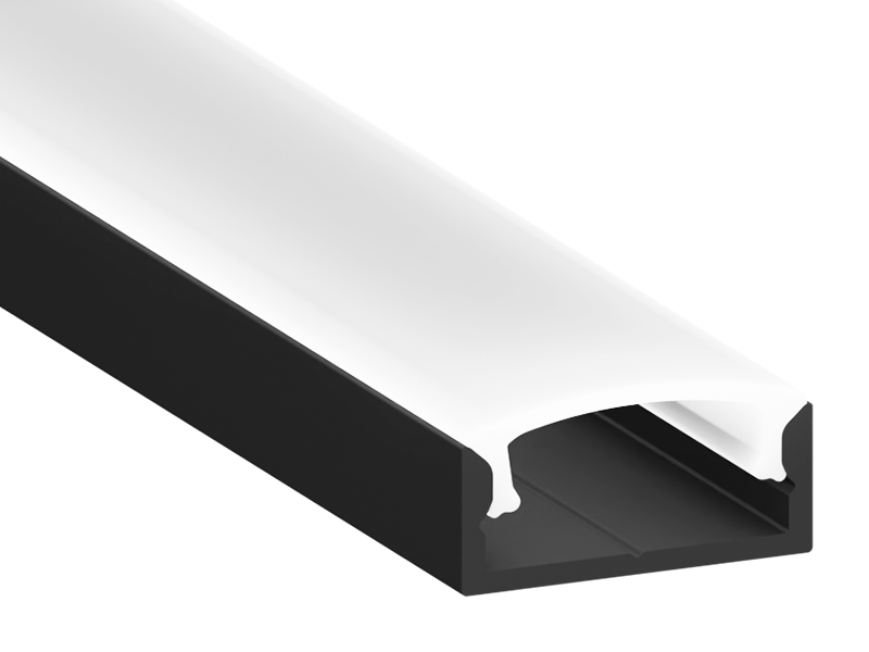 Профиль алюминиевый LEDUA АЛ-65 + рассеиватель для LED ленты накладной 2 м Черный